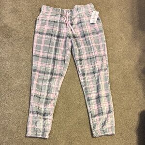 JoySpun Plaid Pajama Pants in Pink and Gray Medium